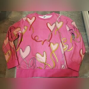 Escada Sport hearts printed sweater. 100% cotton. Rhinestones. Size L.